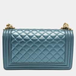 Chanel Metallic Green Quilted Leather Medium Boy Flap Bag