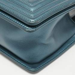 Chanel Metallic Green Quilted Leather Medium Boy Flap Bag
