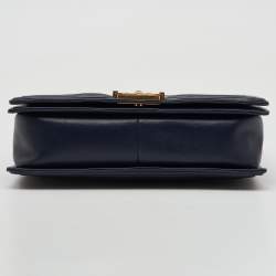 Chanel Navy Blue Quilted Leather New Medium Boy Flap Bag
