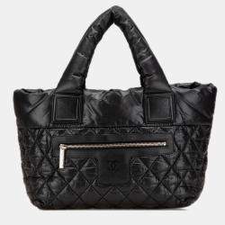 Pre Owned Chanel Black Small Quilted Nylon Coco Cocoon Tote
