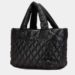Pre Owned Chanel Black Small Quilted Nylon Coco Cocoon Tote