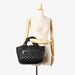 Pre Owned Chanel Black Small Quilted Nylon Coco Cocoon Tote