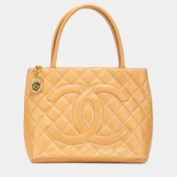 Pre Owned Chanel Brown Caviar Medallion Tote