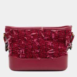 Pre Owned Chanel Red Small Tweed Gabrielle Crossbody