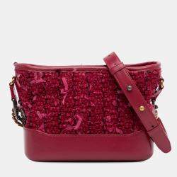 Pre Owned Chanel Red Small Tweed Gabrielle Crossbody
