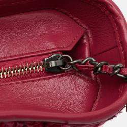 Pre Owned Chanel Red Small Tweed Gabrielle Crossbody
