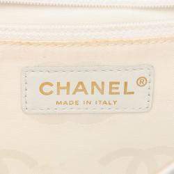 Chanel White Leather  Wild Stitch CC Coco Top Handle bag 