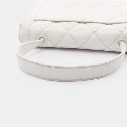 Chanel White Leather  Wild Stitch CC Coco Top Handle bag 