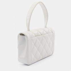 Chanel White Leather  Wild Stitch CC Coco Top Handle bag 