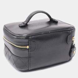 Chanel Black Leather Bicolole Vanity Bag
