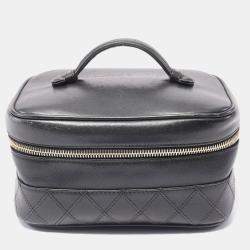 Chanel Black Leather Bicolole Vanity Bag
