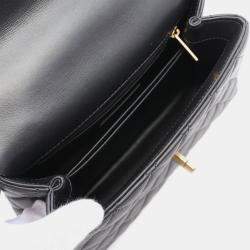 Pre Owned Chanel Black Lambskin Leather Top Handle Flap Bag