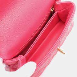Chanel Pink Leather Top Handle Flap Bag