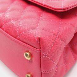 Chanel Pink Leather Top Handle Flap Bag