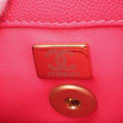 Chanel Pink Leather Top Handle Flap Bag