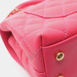 Chanel Pink Leather Top Handle Flap Bag