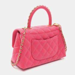 Chanel Pink Leather Top Handle Flap Bag