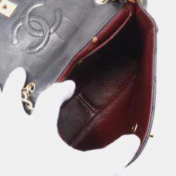 Pre Owned Chanel Black Matelasse Lambskin Chain Shoulder Bag 