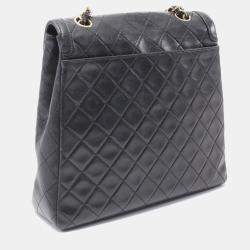 Pre Owned Chanel Black Matelasse Lambskin Chain Shoulder Bag 