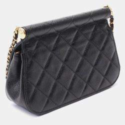 Chanel Black Leather Bar Clutch on Chain 