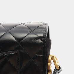 Pre Owned Chanel Black Leather and Suede Chain Shoulder Bag