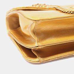 Pre Owned Chanel Gold Matelasse Patent Leather  Chain Shoulder Bag