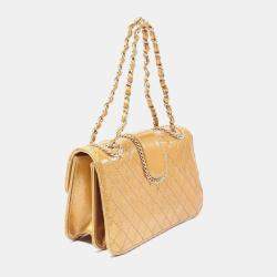 Pre Owned Chanel Gold Matelasse Patent Leather  Chain Shoulder Bag