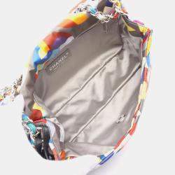 Chanel Gray Multicolor Nylon Chain Shoulder Bag