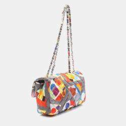 Chanel Gray Multicolor Nylon Chain Shoulder Bag