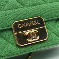 Chanel Green Cotton Jersey Chic With Me Shoulder Bag