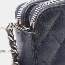 Chanel Navy Leather Half Flap Chain Shoulder Bag