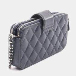 Chanel Navy Leather Half Flap Chain Shoulder Bag