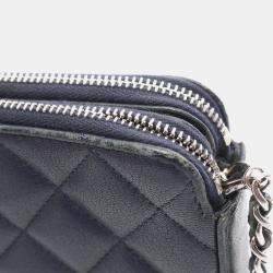 Chanel Navy Leather Half Flap Chain Shoulder Bag