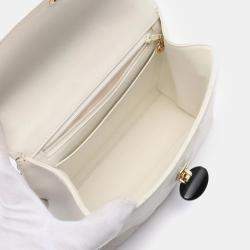 Pre Owned Chanel White and Black Lambskin Bekko Resin Flap Bag