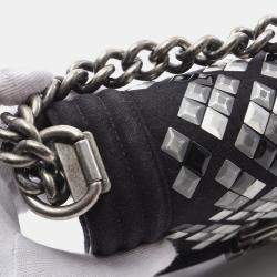 Chanel Black Canvas and Leather Small Boy Chain Shoulder Bag
