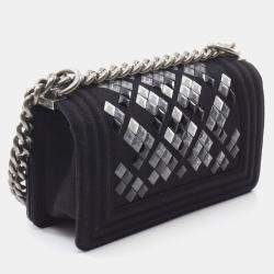 Chanel Black Canvas and Leather Small Boy Chain Shoulder Bag