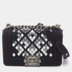 Chanel Black Canvas and Leather Small Boy Chain Shoulder Bag