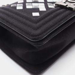 Chanel Black Canvas and Leather Small Boy Chain Shoulder Bag