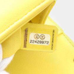 Pre Owned Chanel Yellow Lambskin Small Leather Boy Chanel Shoulder Bag
