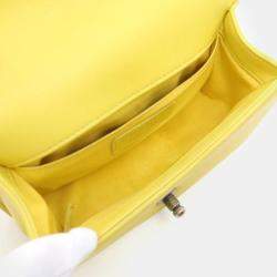 Pre Owned Chanel Yellow Lambskin Small Leather Boy Chanel Shoulder Bag