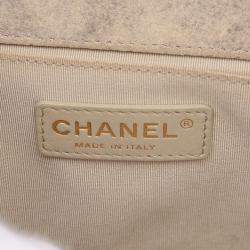 Pre Owned Chanel Beige Calfskin Leather CC Boy Chanel Shoulder Bag 