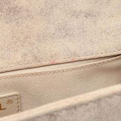 Pre Owned Chanel Beige Calfskin Leather CC Boy Chanel Shoulder Bag 
