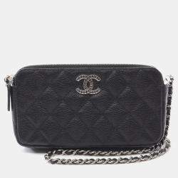 Pre Owned Chanel Black Leather Small Clutch With Chain