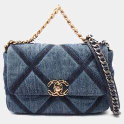 Chanel Navy Denim Large 19 Flap Crossbody Bag