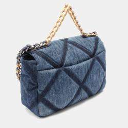 Chanel Navy Denim Large 19 Flap Crossbody Bag