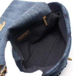 Chanel Navy Denim Large 19 Flap Crossbody Bag