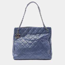 Chanel Blue Leather Classic Tote Bag