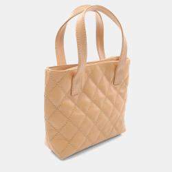 Chanel Beige Leather Wild Stitch Tote Bag