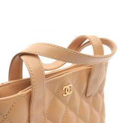 Chanel Beige Leather Wild Stitch Tote Bag