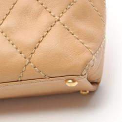 Chanel Beige Leather Wild Stitch Tote Bag
